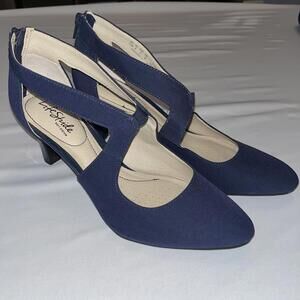 Life Stride Soft System Giovanna 2 Navy Suede Heeled Dress Shoes Women's 11M